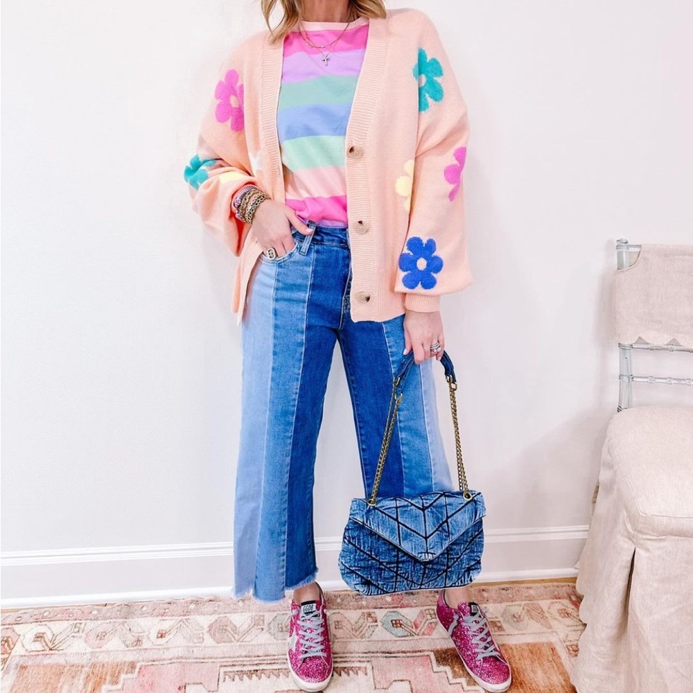 Olivia High Rise Wide Leg Denim by Vervet in Colorblock Denim Size 24